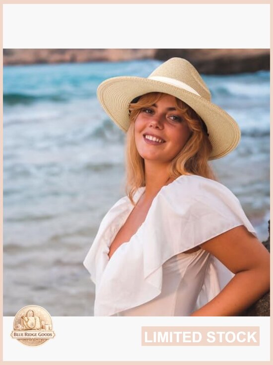 Women Wide Brim Straw Sun Hat Travel Beach Fedora Roll up Hats UPF 50+ main image 5